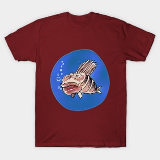 bored fish cartoon style funny illustration T-Shirt